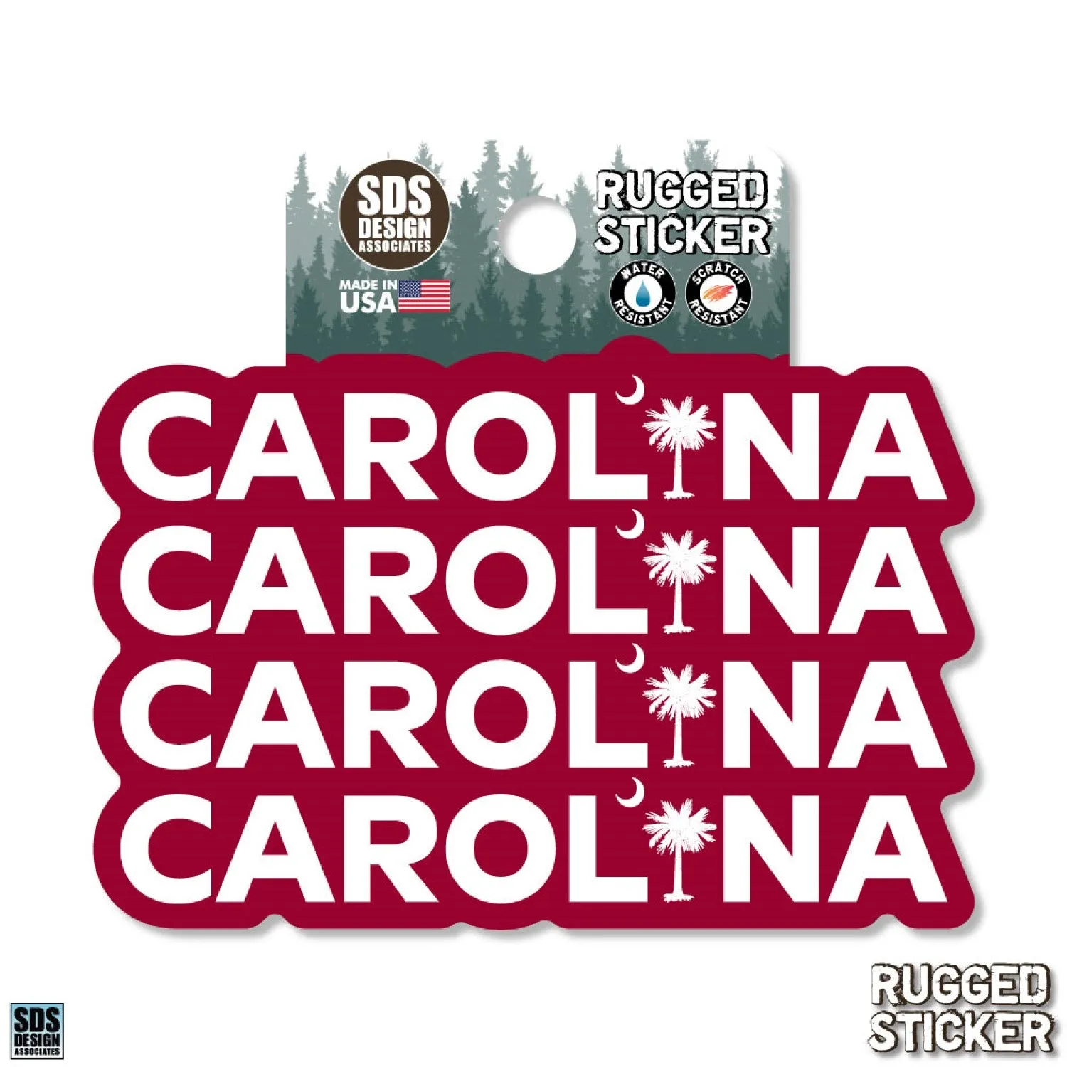 3.5" CAROLINA WITH PALM TREE RUGGED STICKER