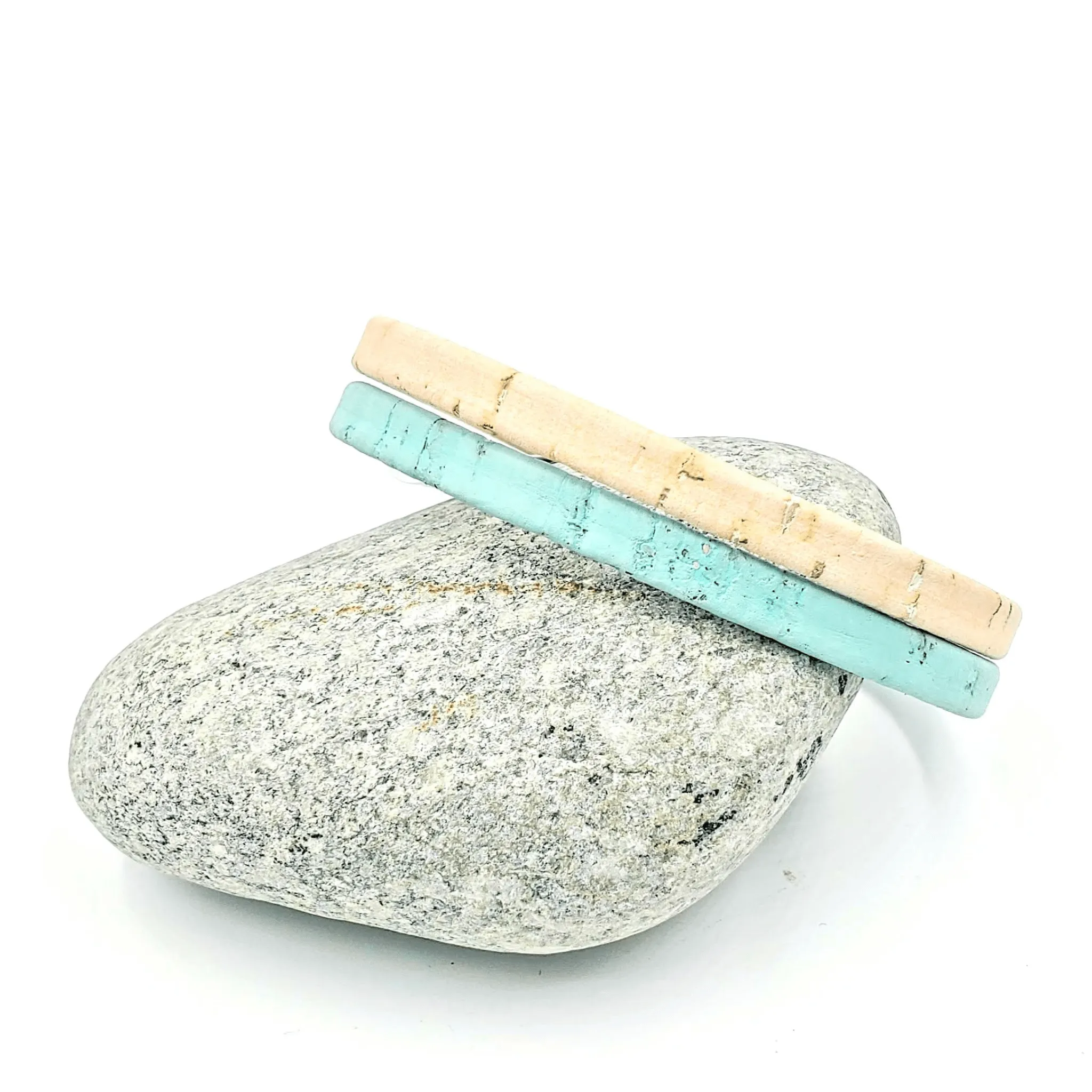 Aqua & Peach Thin Cork Bracelet