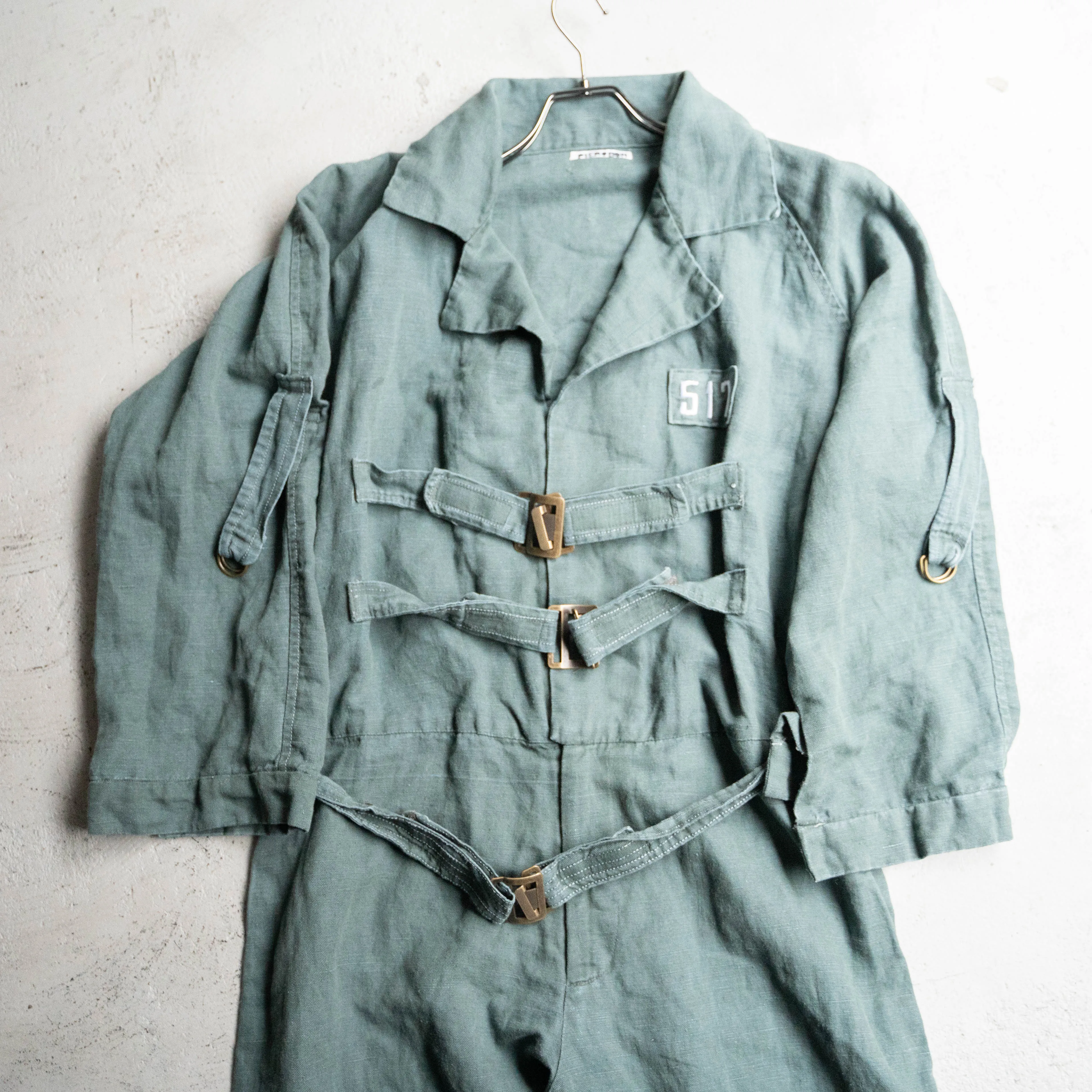 around 1980s Italian military linen mechanic all-in-one　