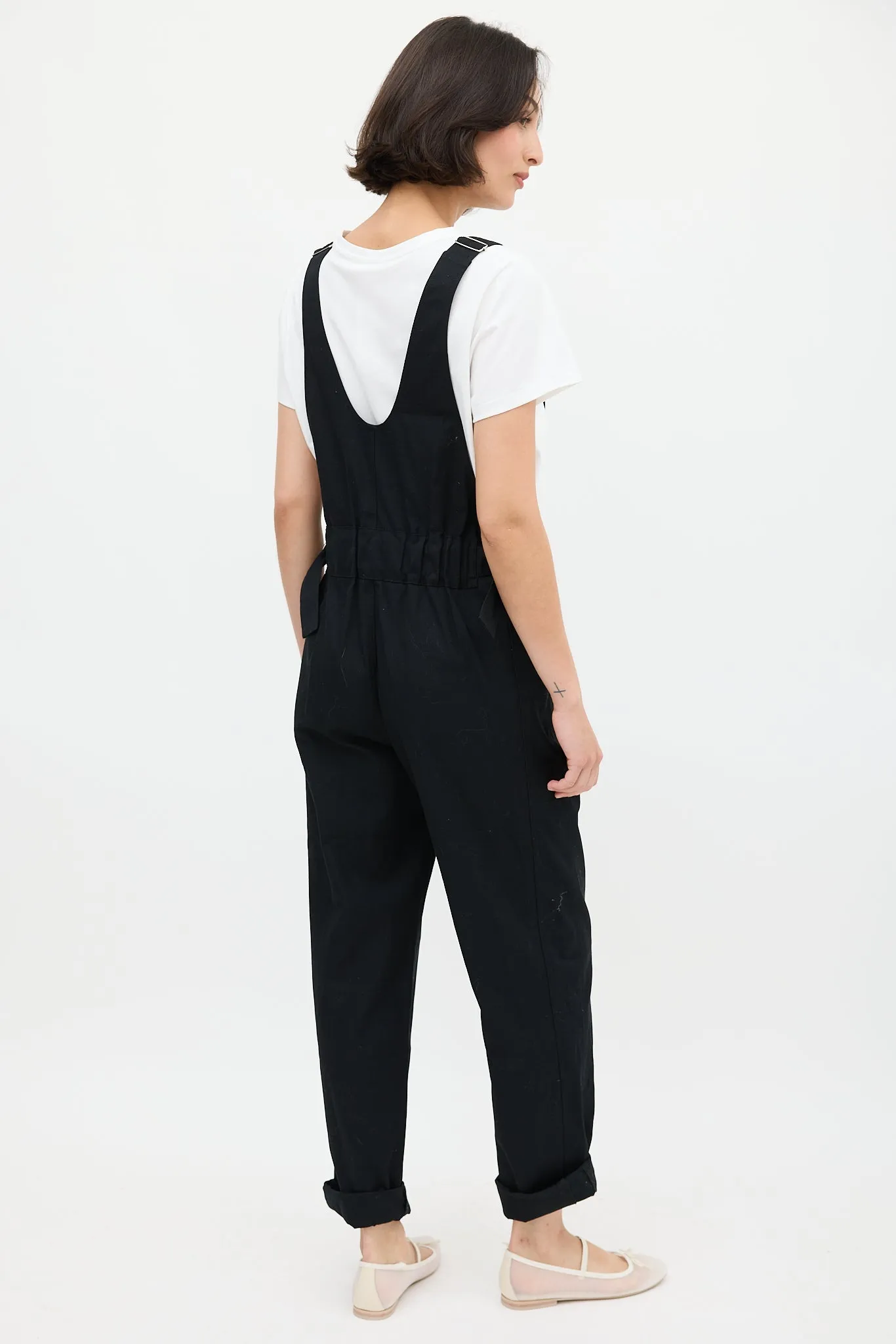 Black Cinched Waist Overall