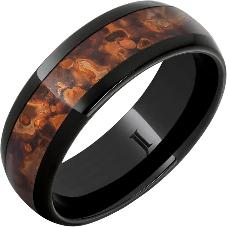 Black Diamond Ceramic Ring With Distressed Copper Inlay