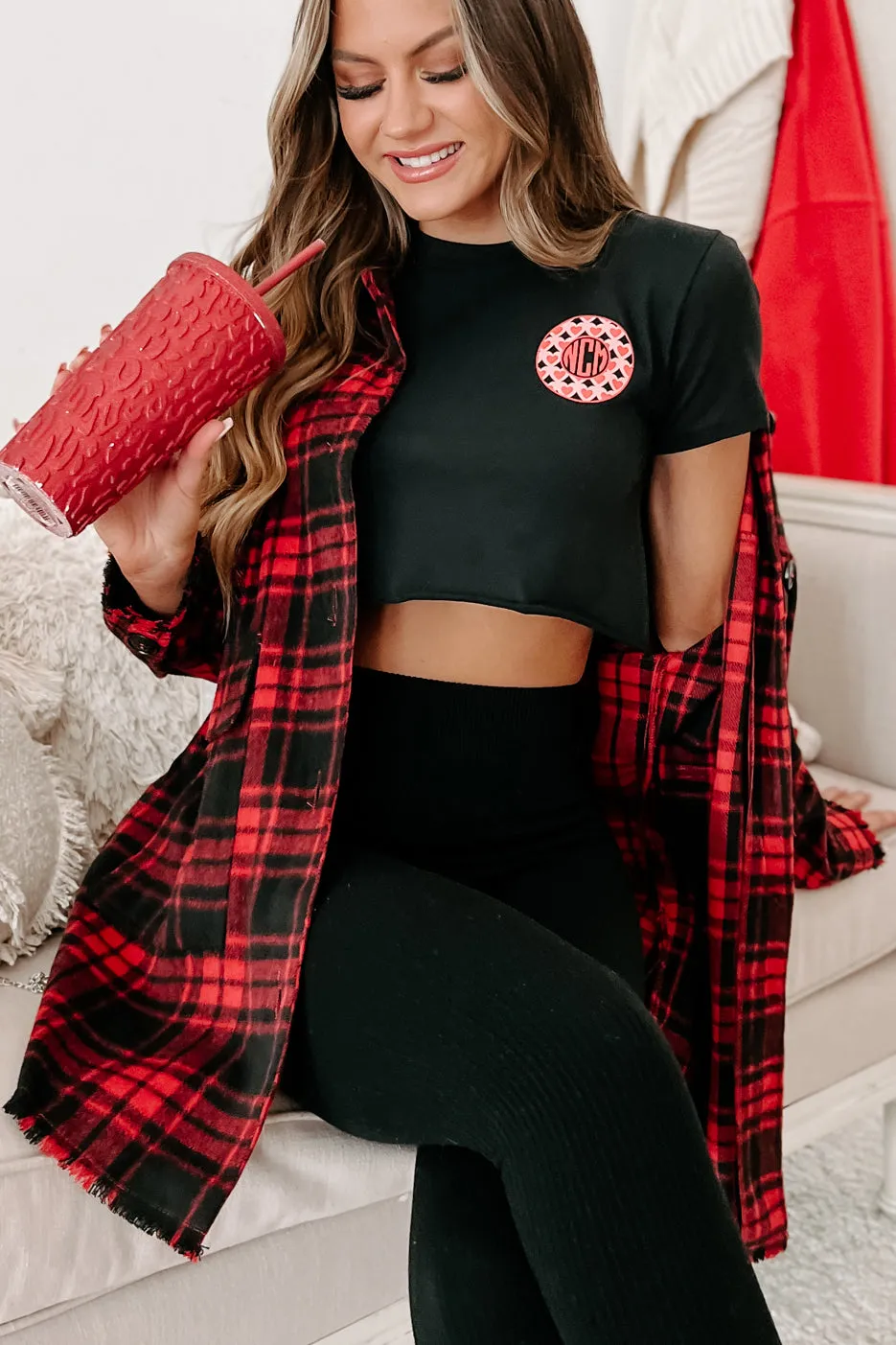 Gaining Momentum Plaid Shacket (Red)