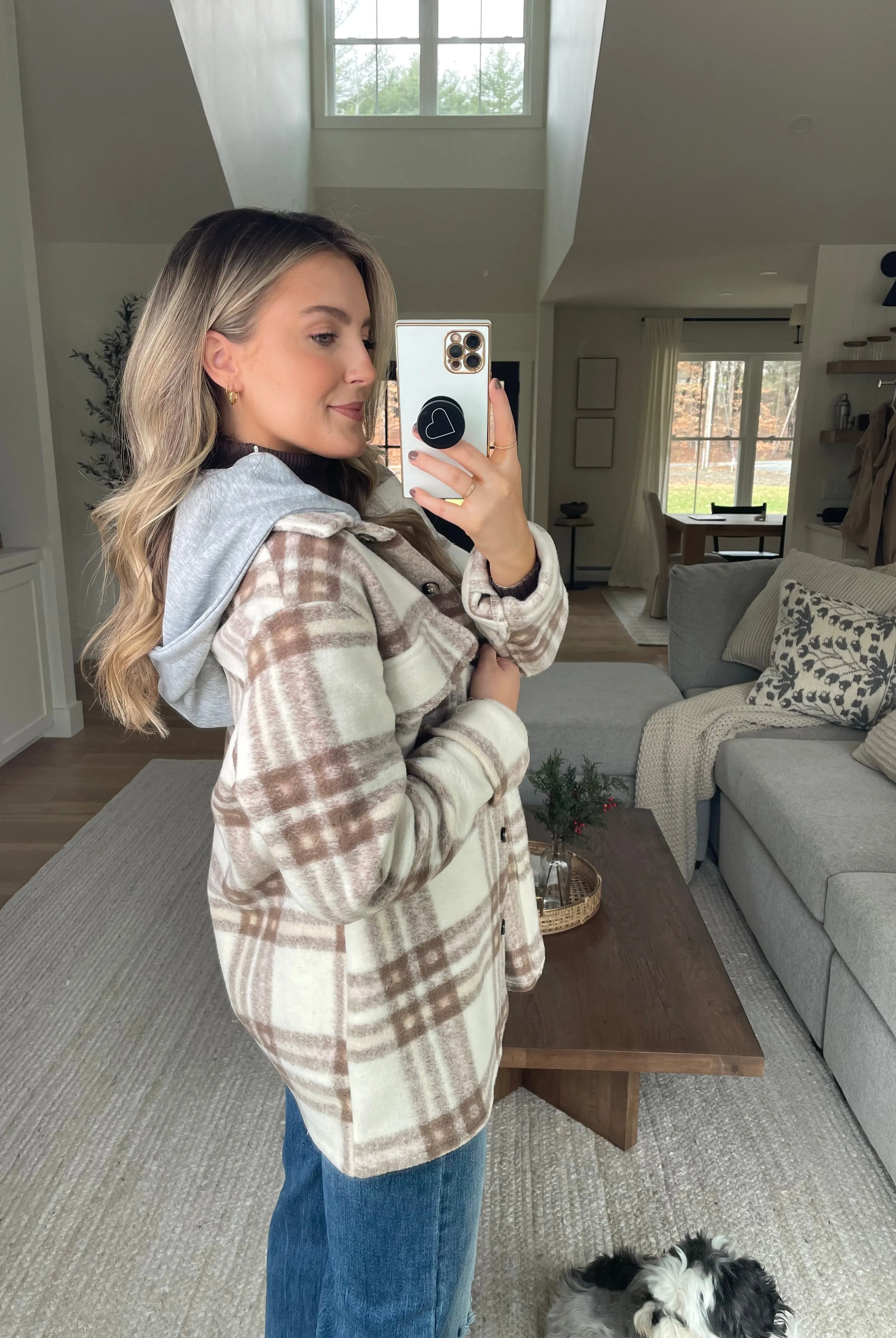 One and Only Hoodie Plaid Shacket // Taupe Mix
