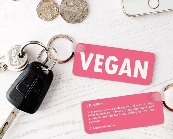 Personalised Definition of Vegan Keyring