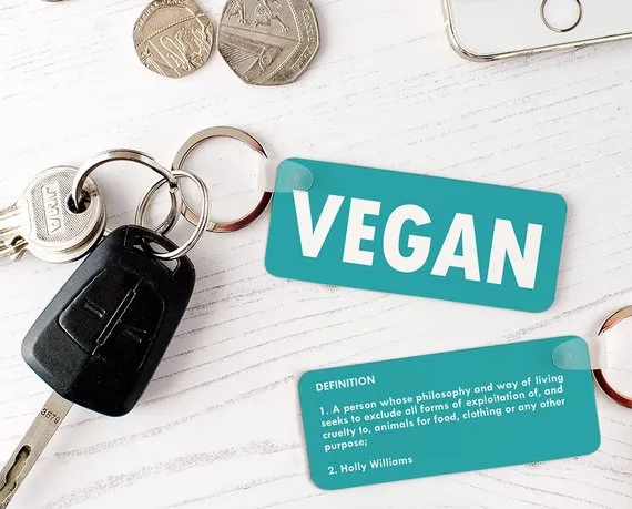 Personalised Definition of Vegan Keyring