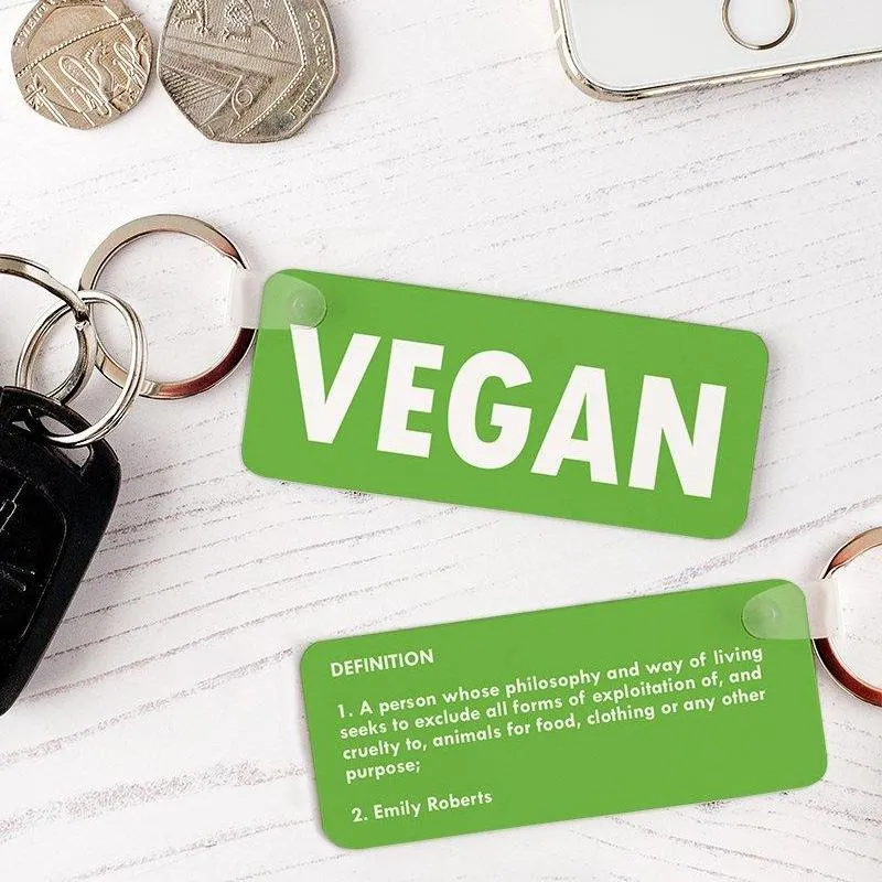 Personalised Definition of Vegan Keyring