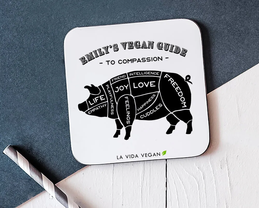 Personalised 'Vegan Guide To Compassion' Vegan Coaster