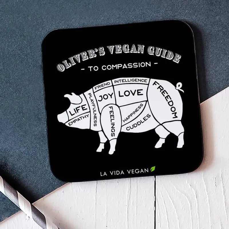 Personalised 'Vegan Guide To Compassion' Vegan Coaster