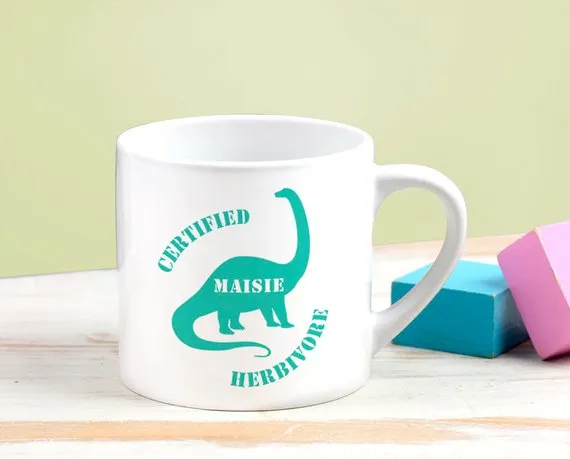 Personalised Vegan 'Herbivore' Mug for Children