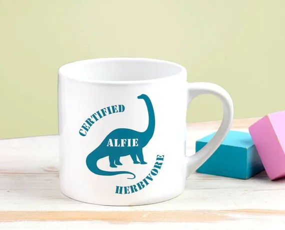 Personalised Vegan 'Herbivore' Mug for Children
