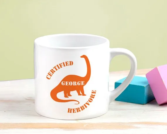 Personalised Vegan 'Herbivore' Mug for Children