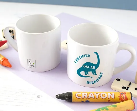 Personalised Vegan 'Herbivore' Mug for Children