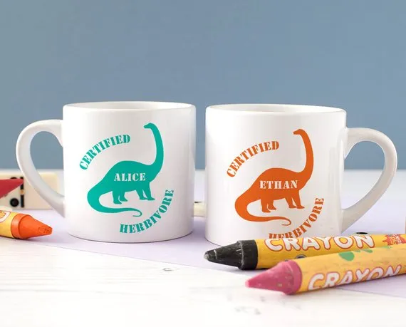 Personalised Vegan 'Herbivore' Mug for Children