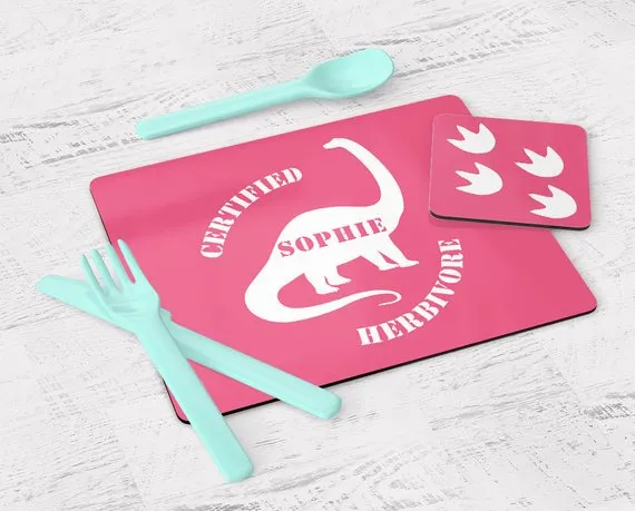 Personalised Vegan 'Herbivore' Placemat for Children