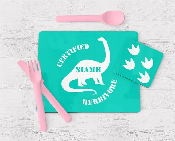 Personalised Vegan 'Herbivore' Placemat for Children