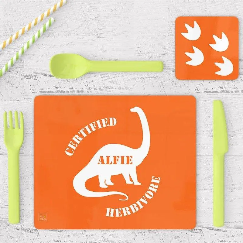 Personalised Vegan 'Herbivore' Placemat for Children